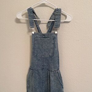 Wide Leg Distressed Denim Overalls